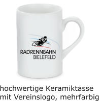 hochwertige Keramiktassemit Vereinslogo, mehrfarbig